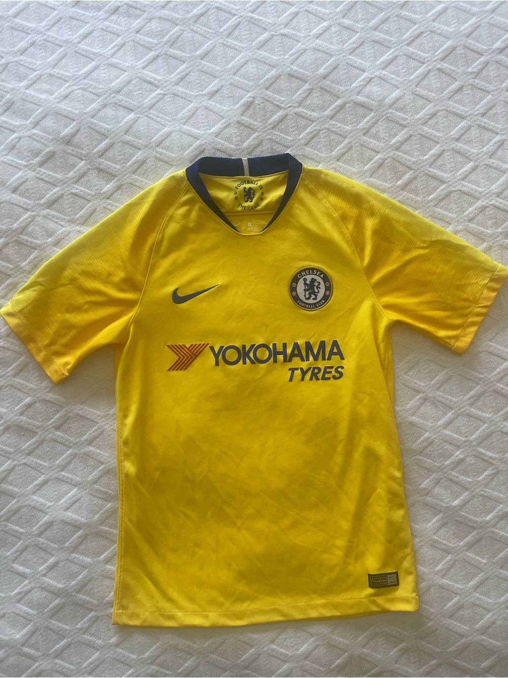 Nike Chelsea FC 2018-2019 Away Jersey Yellow Yokohama Tyres Soccer Shirt Small